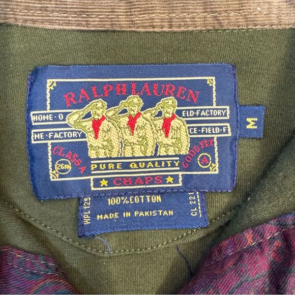 Vintage 90’s Ralph Lauren Chaps Boy Scout Tag Green Long Sleeve Polo - Medium - Picture 6 of 7